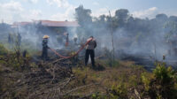 Jajaran Polsek Muara Pahu bersama unsur terkait bergerak cepat memadamkan kebakaran lahan yang terjadi di RT 01, Kampung Tanjung Laong, Kabupaten Kutai Barat, Rabu (15/7/2026). Sinergi aparat dan masyarakat berhasil melokalisasi api sebelum merembet ke permukiman warga. Kapolsek Muara Pahu, IPDA Dwi Yulistyono, S.Pd., mengimbau warga agar tidak membuka lahan dengan cara dibakar, mengingat cuaca yang mulai memasuki musim kemarau.